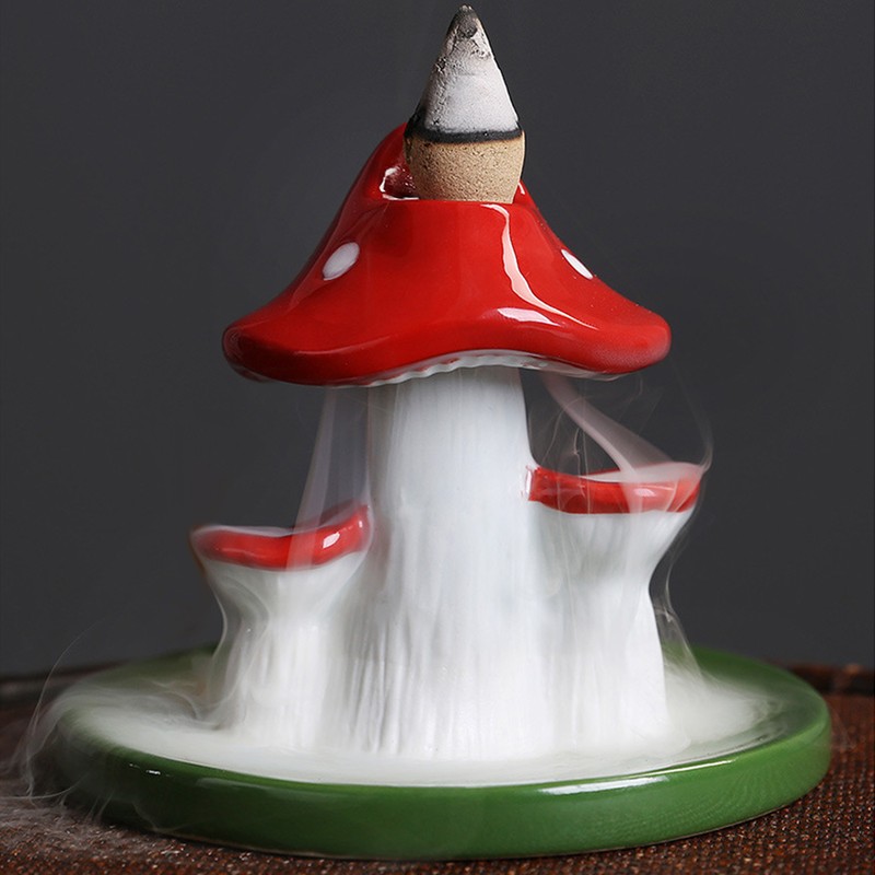 Mushroom Backflow Incense Burners Cute Waterfall Incense Holder with 20