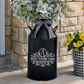 Address Decal for Milk Can | Monogram Initial Decal | Milk Can decor | Front door decor | Front Porch decor
