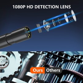 Daxiongmao Borescope Endoscope Inspection Camera with Lights,Handheld IP68 Waterproof Sewer Endoscope Camera - IPS HD Screen Borescope Portable Snake Camera with 16.5FT Semi-Rigid Cord(2.8")
