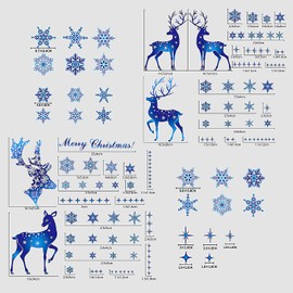 Rumyve Christmas Window Clings Stickers -Xmas Decorations Stickers Festive Snowflake Decorations for Home and Business for Xmas Christmas Decorations