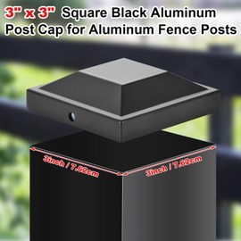 Dunzy 6 Pack Aluminum 3" x 3" Heavy Duty Post Caps for Actual 3" x 3" Metal Wood Fence Deck Corridors Mailbox Posts End Cover Black Spray Protection Post Topper Weatherproof Corrosion-Resistant