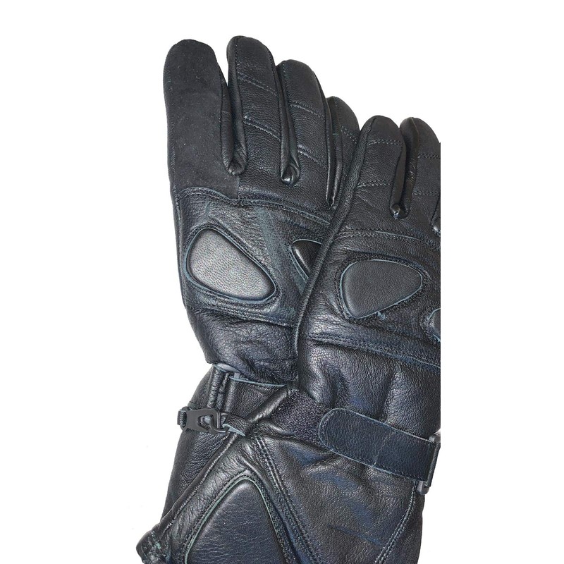 Mens Motorcycle Gauntlet Leather Insulated Gloves Visor Wiper on Index