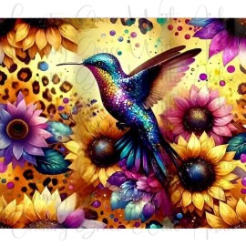 Handmade 20oz Skinny Tumbler Sublimation Transfer Sunflower Hummingbird Ready To Press