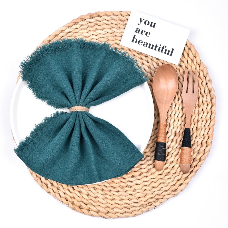 Joanlody Handmade Cloth Napkins 16.5x16.5 Inches Cotton Linen Napkins with