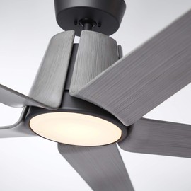 Luminance Kathy Ireland Home Floret Eco Indoor/Outdoor Ceiling Fan with LED Modern Fixture with DC Motor, 5 Blades and Removable Lighting | Damp Rated, 60 Inch, Graphite