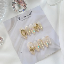 Antique flower handmade nail tips - Long Square / 엔틱 플라워 수제네일팁 - 롱스퀘어