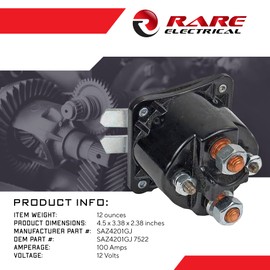 RAREELECTRICAL New Prestolite 12 Volt 4 Terminal 100 Amp Intermittent Duty Solenoid Compatible With Part Numbers Saz4201gj 7522