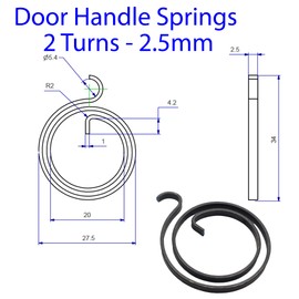 Universal Hardware Door Handle Spring Replacement Repair Kit 6 x 2 Turns Springs Coil 2.5mm Thick Plus 6 Circlips