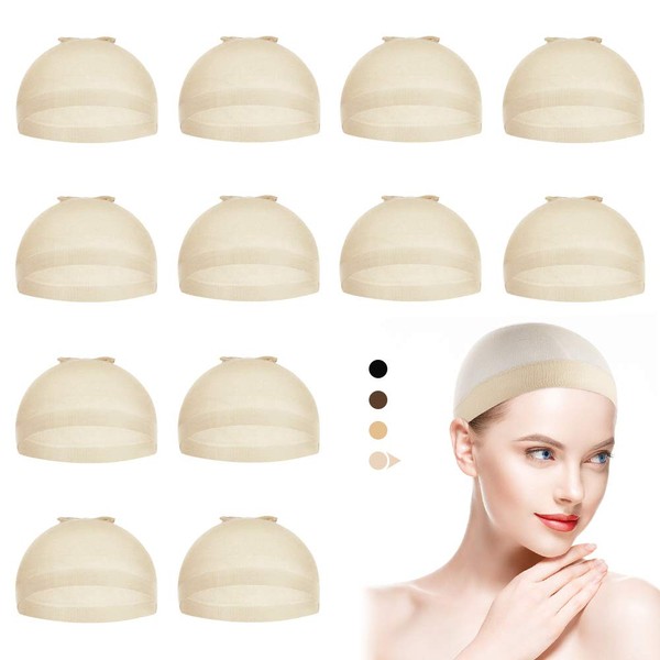 Dreamlover Nude Wig Cap for Lace Front Wig, Blond Wig Cap for White Women, 12 Pack