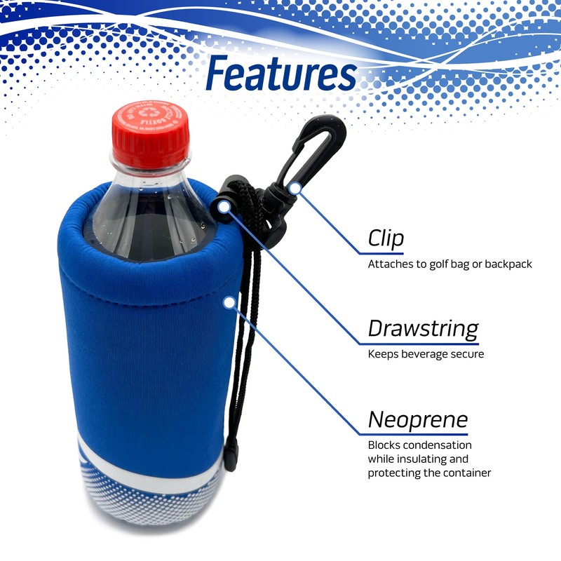 Proactive Sports Neoprene Bottle Holder with Drawstring and Bag Clip