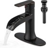 HOIGY Waterfall Bathroom Sink Faucet Oil Rubbed Bronze, Brass Single
