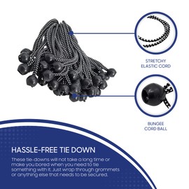 Tarps Now 11 Inches Tarp Bungee Ball Cords with Elastic String - Universal Bungee Cords Tarp Ties for Tarpaulin, Canopy, Straps, Tent, Poles, and Wires - Set of 100