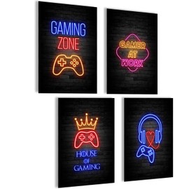 mojoliving Gaming Poster | Gaming Decoration Pictures | Poster Wall for Gamers Teenagers' Room | Gaming Sign | Cool Gifts for Gamers | Gaming Picture Set for Gaming Desk
