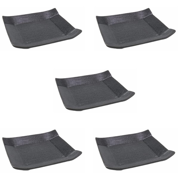 Set of 5, Meigeki Koyori Serving Plate (Black), 4.7 x