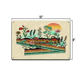 Retro Moon Flowers 12 X 8 Tin Metal Sign Décor Stones Flower Psychedelic Mushroom Hippie Green Rainbow Galaxy Rock Gypsy Peace Skull Tarot Skeleton Cactus Music Indian Trible Sunflower MS059