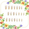 CJDLTS Flower Press on Nails Medium Ballet Shaped Full Cover