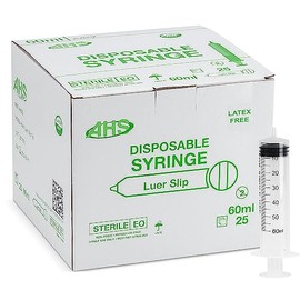 AHS 60cc 60ml Syringe Luer Slip Tip Sterile 25/BX