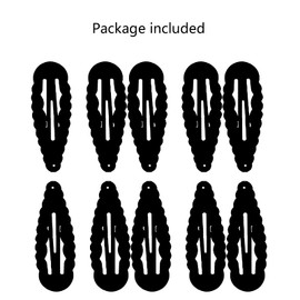 Snap Hair Clips, 10 PCS 2 Inch Metal Barrettes in Black With Corrugated Edge, No Slip Cute Pure Black Color Hair Accessories for Girls, Women, Kids Teens or Toddlers