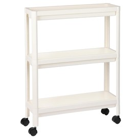 Slim Trolley, Kitchen Cart Rolling Utility with Wheels, Mobile Shelving Unit for Kitchen, Bathroom, Toilet and Living Room, 3 Tier 57.5 * 17.8 * 75cm, White