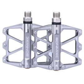 BOINMIXC - Pedales de bicicleta de carretera planos antideslizantes BMX para adultos, aleación de aluminio, rodamientos sellados de rosca 9/16 (titanio)