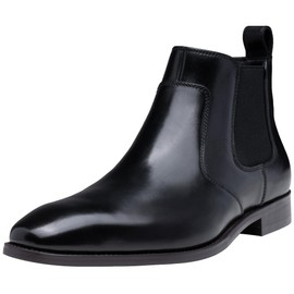 Jousen Men's Chelsea Boots Polished Premium Leather Ankle Dress Boots Classic Retro Slip On Boots for Men(AMY8177A black 11.5)
