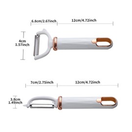 Cokshy Vegetable Peeler Set, 2 Pcs Stainless Steel Peeler with Ergonomic Non-Slip Handle & Sharp Blade, Kitchen Peeler Y-Shaped and I-Shaped for Veggie, Fruit, Potato, Carrot, Apple - White