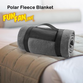 FUN FAN LINE - Mountain Polar Fleece - Soft Blanket - Anti-Pilling Technology and Carrying Handle with velcro closure - Ideal for Traveling or Camping - 130 x160cm (Grey)