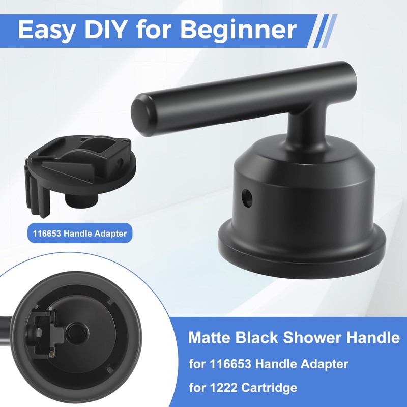 Matte Black Shower Handle Replacement, Compatible with Moen T2901BL Gibson