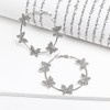 Silver Butterfly Hoop Earrings for Women Glitter Crystal Bridal Wedding