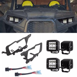 WSAYS Fit 14+ Polaris RZR 900 XP 1000 Dual 24W LED Light Pods Headlight Mount Kit