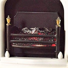 Melody Jane Dolls House Light Up Victorian Fire Grate with Glowing Coals 12V Electric