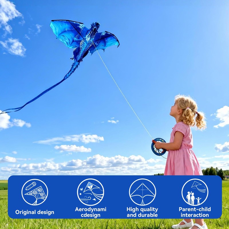 Dragon Kite for Kids and Adults, Easy to Fly for