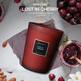HomeLights Highly Scented Candles, Big 33.3 oz for Home, Natural Soy Aromatherapy Candles, Smokeless Long Lasting 130 hrs with 3 Cotton Wicks, Candles Gifts for Women & Men - Lost in Cherry