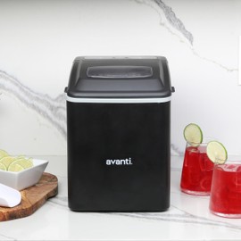 Avanti Ice Maker Mighty Ice Countertop Design Makes 26 Pounds of Bullet-Shaped Ice Cubes in 24 Hours, Digital Touch Controls and Self Cleaning Function, Includes Scoop, Black
