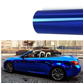 Chrome Mirror Vinyl Film Wrap Sticker Decal Stretchable Reflective Free Tool Kit (Blue, 120" x 60" / 10FT x 5FT)