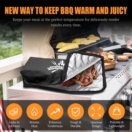 BBQ Blanket for Resting Meat,Smoker Meat Resting Blanket for Grilling Accessories, Reusable Barbecue Tool for Dad, Resting Bag with Wide Mouth for Large Brisket/Beef/Turkeys,Exquisite Packaging, Black
