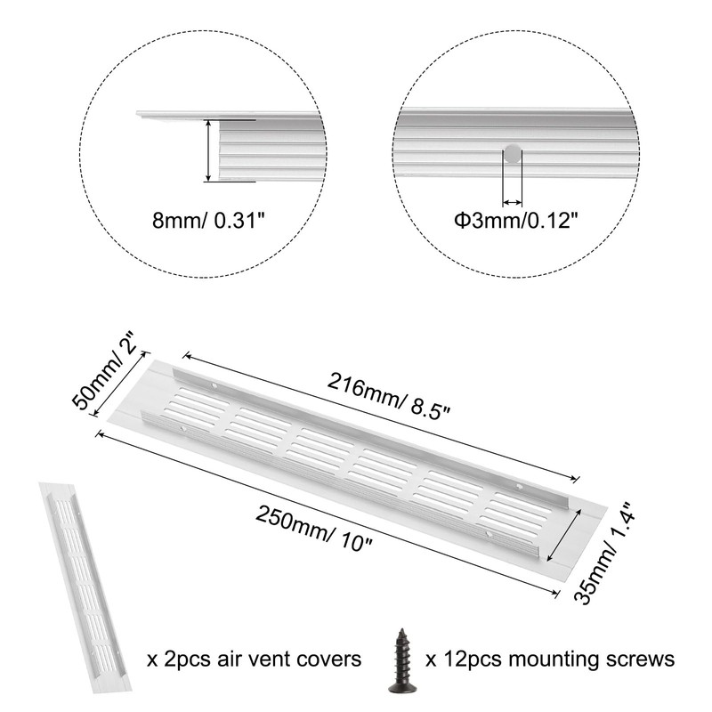 sourcing map Rectangle Ventilation Grille, Aluminum Alloy Mesh Air Vent