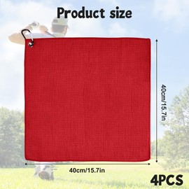 flintronic 4 PCS Golf Towel, Absorbent Microfiber Fabric, Portable Multifunction Golf Towels with Carabiner Clip for Golf Bags Fitness Sport Outdoor Yoga