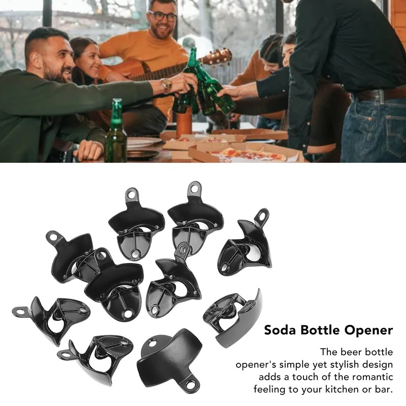 10Pcs Black Beer Bottle Opener Bar Beer Soda Bottle Cap