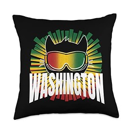 Reggae Washington Cool Cat Jamaica Ski Goggles Washington Throw Pillow