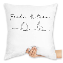 Cushion 40 x 40 cm Decorative Cushion – Easter Cushion – Happy Easter – Easter Egg Rabbit – 40 x 40 cm – White – Easter Gifts Easter Bunny Easter Item Easter Motif, Easter Surprises, Easter Small