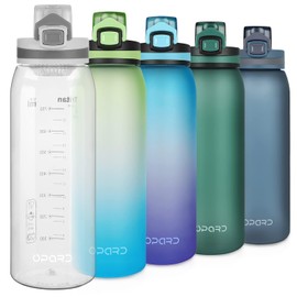 Opard Sports Water Bottle, 900ml BPA Free Non-Toxic Tritan Plastic Drinking Bottle with Leak Proof Flip Top Lid for Gym Yoga Fitness Camping
