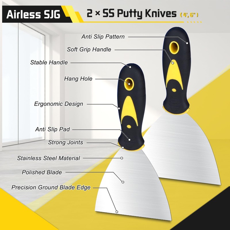 14PCS Drywall Knife Set, Hand Tool Kit Include Stainless Steel