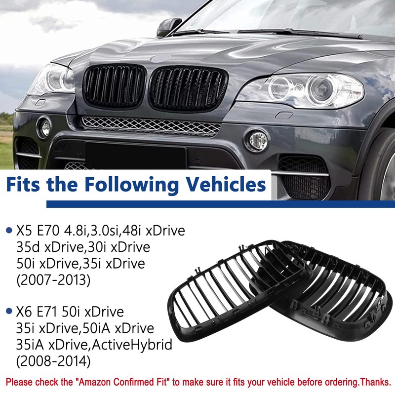 DEKEWEI X5 E70 Grill, Front Kidney Grille for 2007-2013 X5