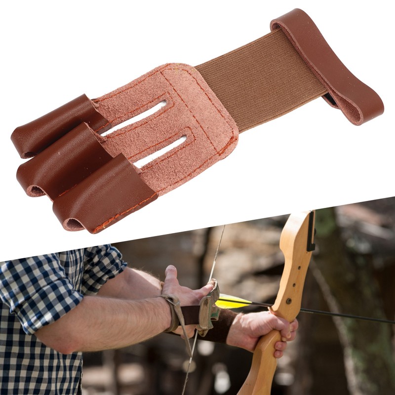 Archery Glove Cowhide Protective 3 Finger Guard Finger Tab Glove