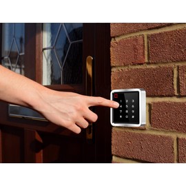 Access Control System Kit with IP68 Waterproof Metal Touch Keypad, 600LB Magnetic Lock, Zinc Alloy Exit Button, 2 Remote Controls and Tuya App Remote Access