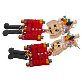 Ipetboom 1 Pair Christmas Nutcracker Earrings Cartoon Dangle Jewelry for Women Playful Holiday Accessory Festive Studs for Parties Casual Wear