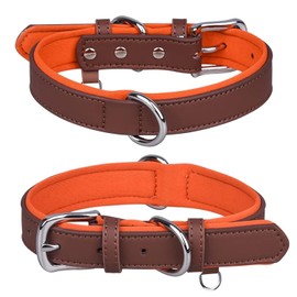 haoyueer Genuine Leather Dog Collar for Small Medium Large Dogs Adjustable Soft Breathable Comfortable Padded Puppy Collar (S, Brown)