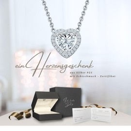 Women's Jewellery Set 925 Silver with Cubic Zirconia Heart Jewellery Set 3-Piece for Birthday Anniversary Wedding Anniversary Necklace and Earrings Set "I Love You" Romantic Gift Idea for Women