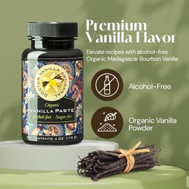 Organic Alcohol free Vanilla Paste - Bourbon, Madagascar, Kosher, Halal, non- GMO, Alcohol-Free, Sugar free, Gluten free, contains fresh vanilla powder